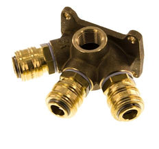 Brass DN 7.2 (Euro) Air Coupling Socket G 1/2 inch Female Wall-Mount 3-way