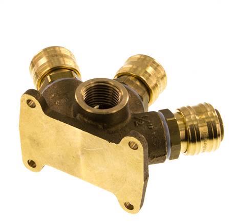 Brass DN 7.2 (Euro) Air Coupling Socket G 1/2 inch Female Wall-Mount 3-way