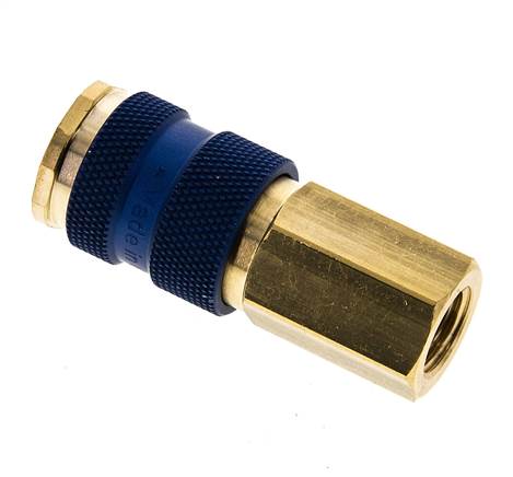 Brass DN 7.2 (Euro) Blue-Coded Air Coupling Socket G 1/4 inch Female