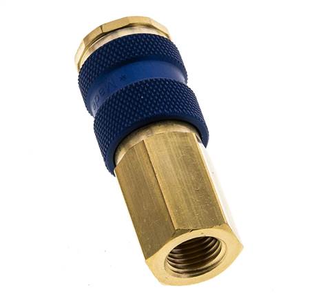 Brass DN 7.2 (Euro) Blue-Coded Air Coupling Socket G 1/4 inch Female