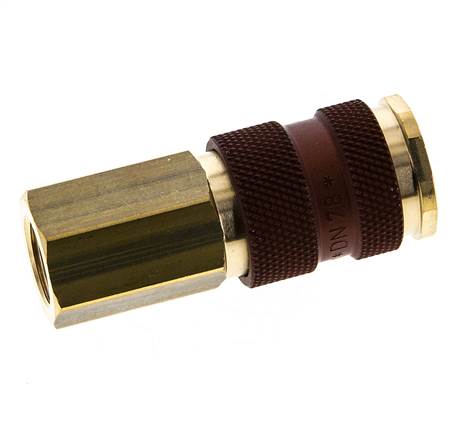 Brass DN 7.2 (Euro) Brown-Coded Air Coupling Socket G 1/4 inch Female