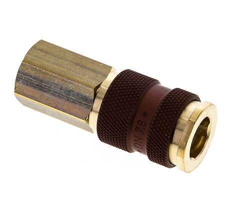 Brass DN 7.2 (Euro) Brown-Coded Air Coupling Socket G 1/4 inch Female
