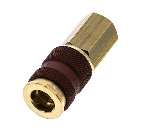 Brass DN 7.2 (Euro) Brown-Coded Air Coupling Socket G 1/4 inch Female