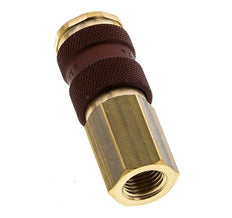 Brass DN 7.2 (Euro) Brown-Coded Air Coupling Socket G 1/4 inch Female