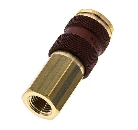 Brass DN 7.2 (Euro) Brown-Coded Air Coupling Socket G 1/4 inch Female