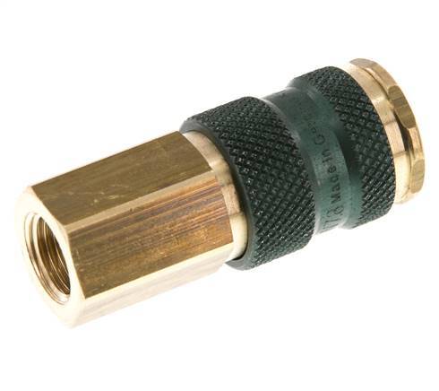 Brass DN 7.2 (Euro) Green-Coded Air Coupling Socket G 1/4 inch Female