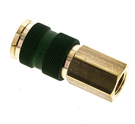 Brass DN 7.2 (Euro) Green-Coded Air Coupling Socket G 1/4 inch Female