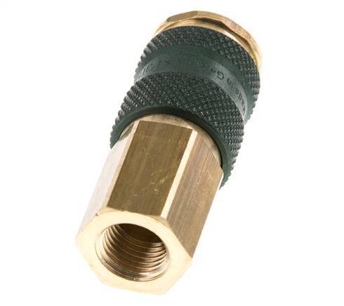 Brass DN 7.2 (Euro) Green-Coded Air Coupling Socket G 1/4 inch Female