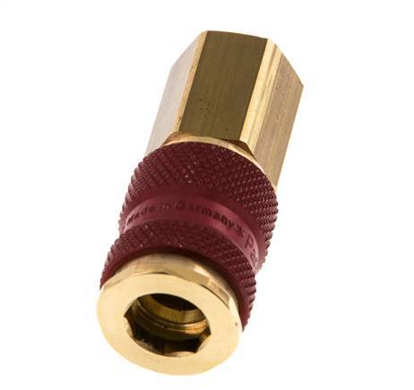 Brass DN 7.2 (Euro) Red-Coded Air Coupling Socket G 1/4 inch Female