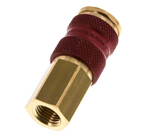 Brass DN 7.2 (Euro) Red-Coded Air Coupling Socket G 1/4 inch Female