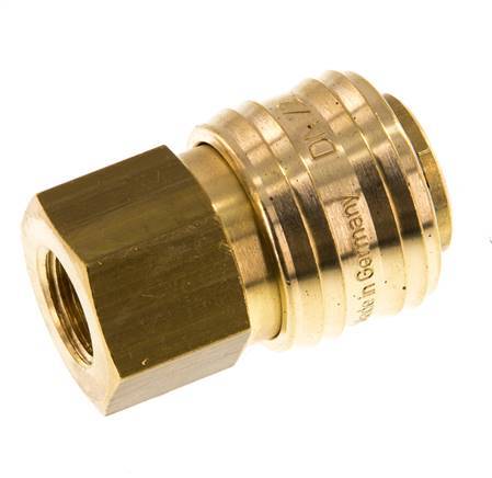 Brass DN 7.2 (Euro) Air Coupling Socket G 1/4 inch Female Double Shut-Off