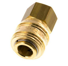 Brass DN 7.2 (Euro) Air Coupling Socket G 1/4 inch Female Double Shut-Off