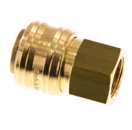 Brass DN 7.2 (Euro) Air Coupling Socket G 3/8 inch Female Double Shut-Off