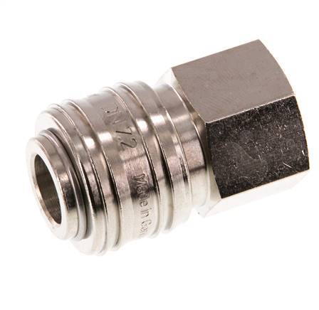 Nickel-plated Brass DN 7.2 (Euro) Air Coupling Socket G 1/2 inch Female Double Shut-Off