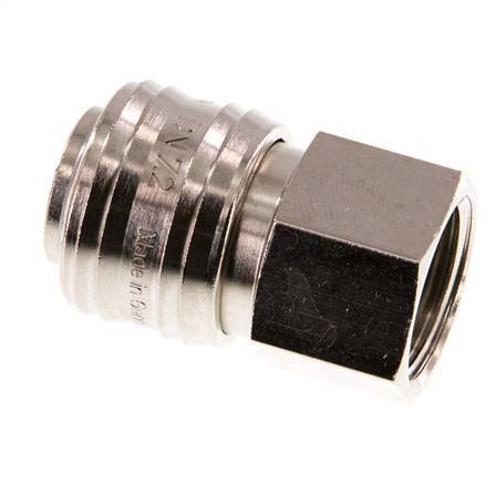Nickel-plated Brass DN 7.2 (Euro) Air Coupling Socket G 1/2 inch Female Double Shut-Off