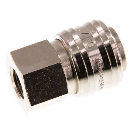 Nickel-plated Brass DN 7.2 (Euro) Air Coupling Socket G 1/4 inch Female Double Shut-Off