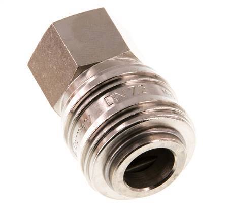 Nickel-plated Brass DN 7.2 (Euro) Air Coupling Socket G 1/4 inch Female Double Shut-Off