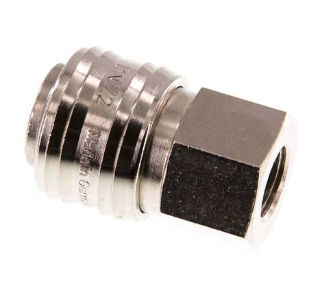 Nickel-plated Brass DN 7.2 (Euro) Air Coupling Socket G 1/4 inch Female Double Shut-Off