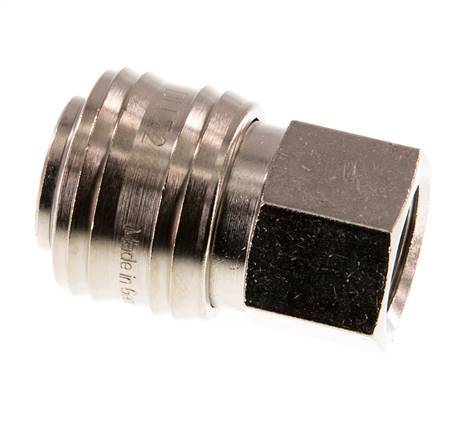 Nickel-plated Brass DN 7.2 (Euro) Air Coupling Socket G 3/8 inch Female Double Shut-Off