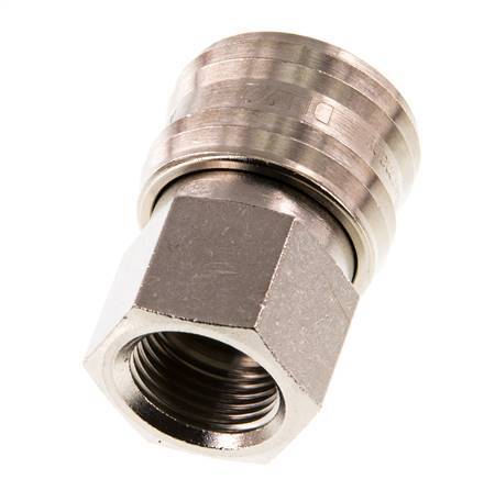 Nickel-plated Brass DN 7.2 (Euro) Air Coupling Socket G 3/8 inch Female Double Shut-Off