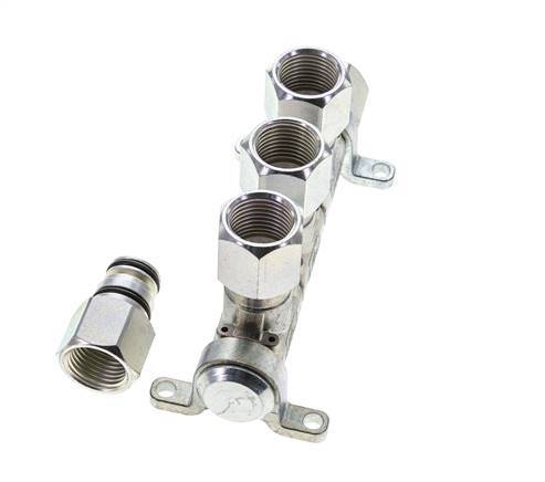 Steel DN 7.2 (Euro) Air Coupling Socket G 1/2 inch Female 3-way