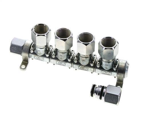 Steel DN 7.2 (Euro) Air Coupling Socket G 1/2 inch Female 4-way