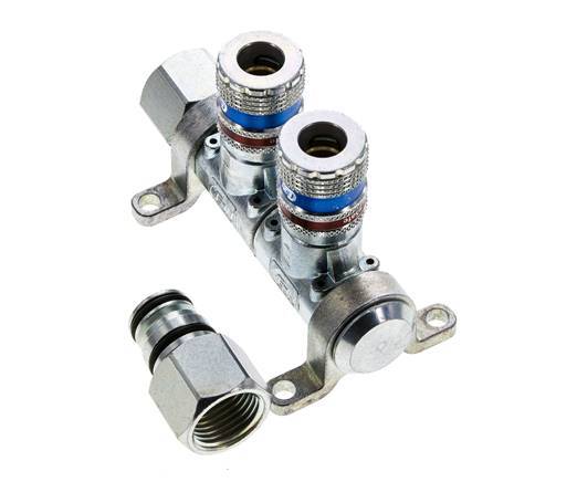 Steel DN 7.6 (7.2 Euro) Safety Air Coupling Socket G 1/2 inch Female 2-way