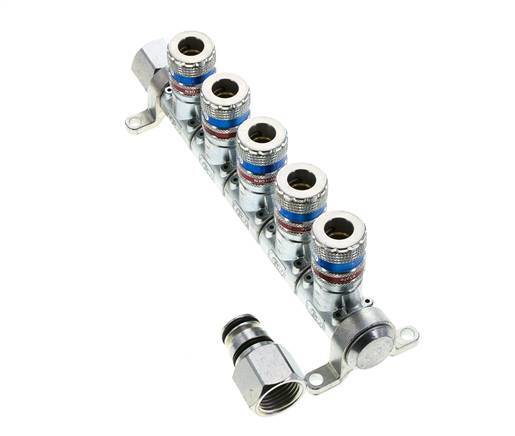 Steel DN 7.6 (7.2 Euro) Safety Air Coupling Socket G 1/2 inch Female 5-way