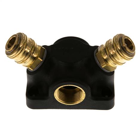 Brass/plastic DN 7.2 (Euro) Air Coupling Socket G 3/4 inch Female Wall-Mount 2-way