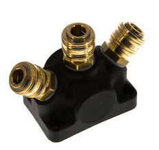 Brass/plastic DN 7.2 (Euro) Air Coupling Socket G 1/2 inch Female Wall-Mount 3-way