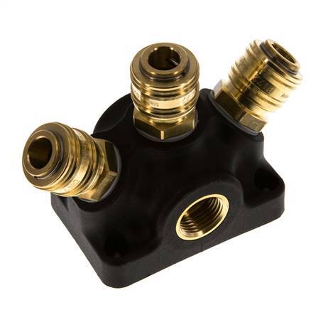 Brass/plastic DN 7.2 (Euro) Air Coupling Socket G 1/2 inch Female Wall-Mount 3-way