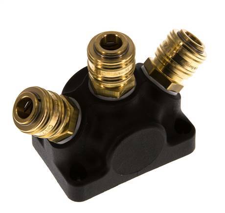 Brass/plastic DN 7.2 (Euro) Air Coupling Socket G 3/4 inch Female Wall-Mount 3-way