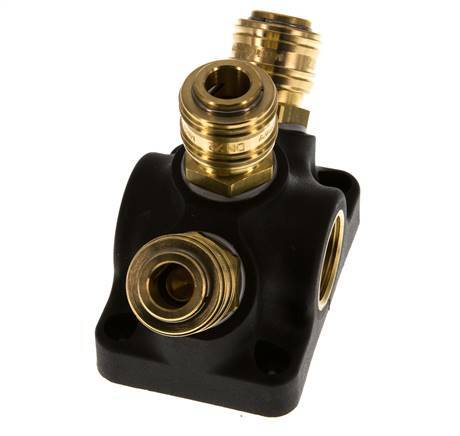 Brass/plastic DN 7.2 (Euro) Air Coupling Socket G 3/4 inch Female Wall-Mount 3-way