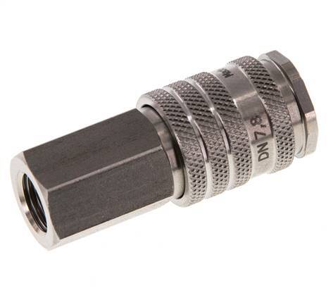 Stainless steel DN 7.8 Air Coupling Socket G 1/4 inch Female Double Shut-Off
