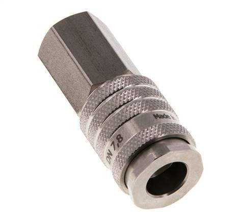 Stainless steel DN 7.8 Air Coupling Socket G 1/4 inch Female Double Shut-Off
