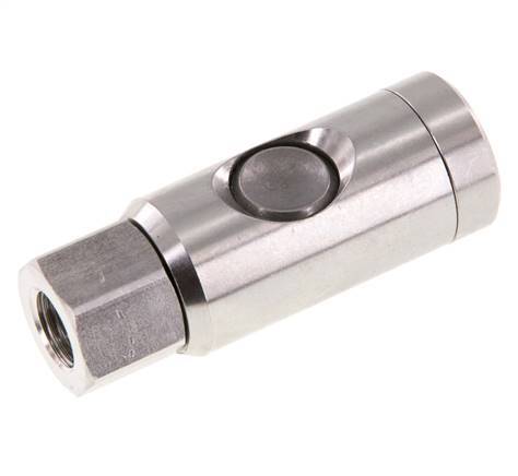 Stainless steel 306L DN 7.4 Safety Air Coupling Socket with Push Button G 1/4 inch Female