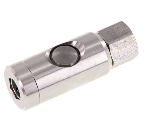 Stainless steel 306L DN 7.4 Safety Air Coupling Socket with Push Button G 1/4 inch Female