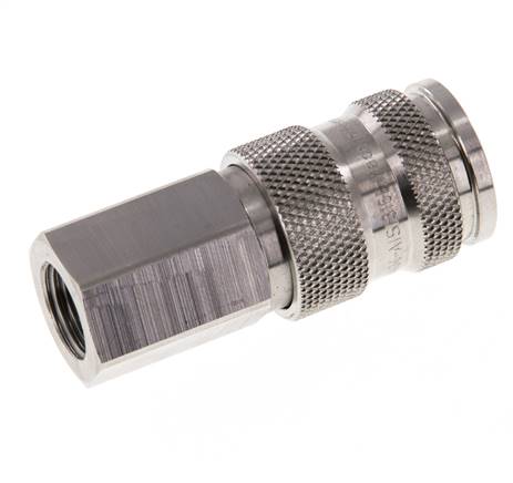 Stainless Steel 316L DN 7.8 Air Coupling Socket G 1/4 inch Female Double Shut-Off