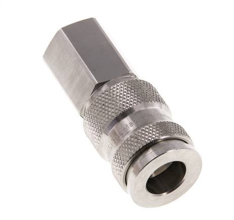Stainless Steel 316L DN 7.8 Air Coupling Socket G 1/4 inch Female Double Shut-Off
