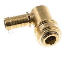 Brass DN 7.2 (Euro) Air Coupling Socket 13 mm Hose Pillar 90-deg