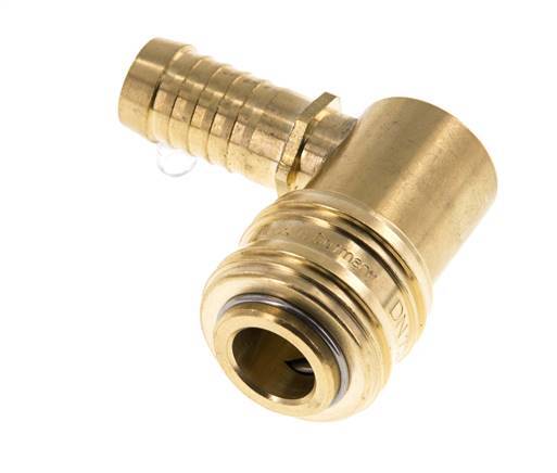 Brass DN 7.2 (Euro) Air Coupling Socket 13 mm Hose Pillar 90-deg