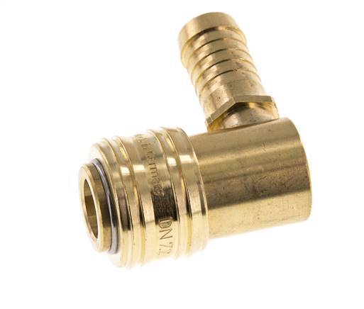 Brass DN 7.2 (Euro) Air Coupling Socket 13 mm Hose Pillar 90-deg