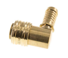 Brass DN 7.2 (Euro) Air Coupling Socket 13 mm Hose Pillar 90-deg