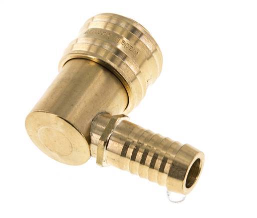 Brass DN 7.2 (Euro) Air Coupling Socket 13 mm Hose Pillar 90-deg