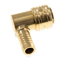 Brass DN 7.2 (Euro) Air Coupling Socket 13 mm Hose Pillar 90-deg