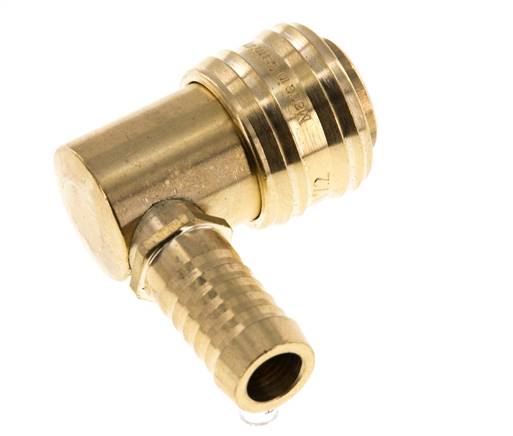 Brass DN 7.2 (Euro) Air Coupling Socket 13 mm Hose Pillar 90-deg
