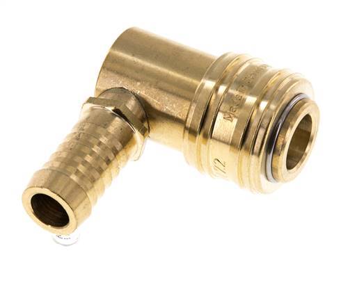 Brass DN 7.2 (Euro) Air Coupling Socket 13 mm Hose Pillar 90-deg