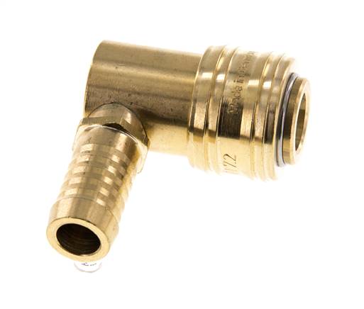 Brass DN 7.2 (Euro) Air Coupling Socket 13 mm Hose Pillar 90-deg