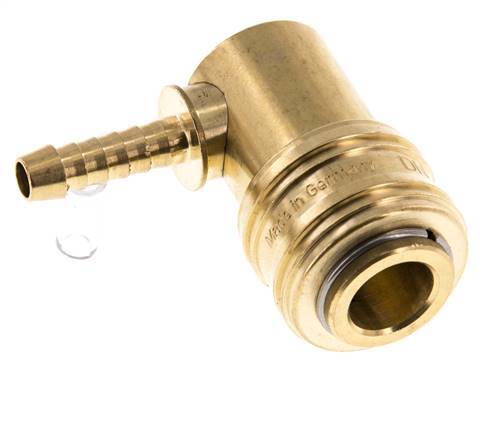 Brass DN 7.2 (Euro) Air Coupling Socket 6 mm Hose Pillar 90-deg