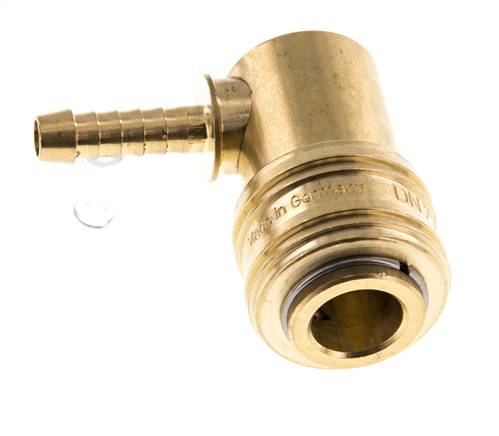 Brass DN 7.2 (Euro) Air Coupling Socket 6 mm Hose Pillar 90-deg